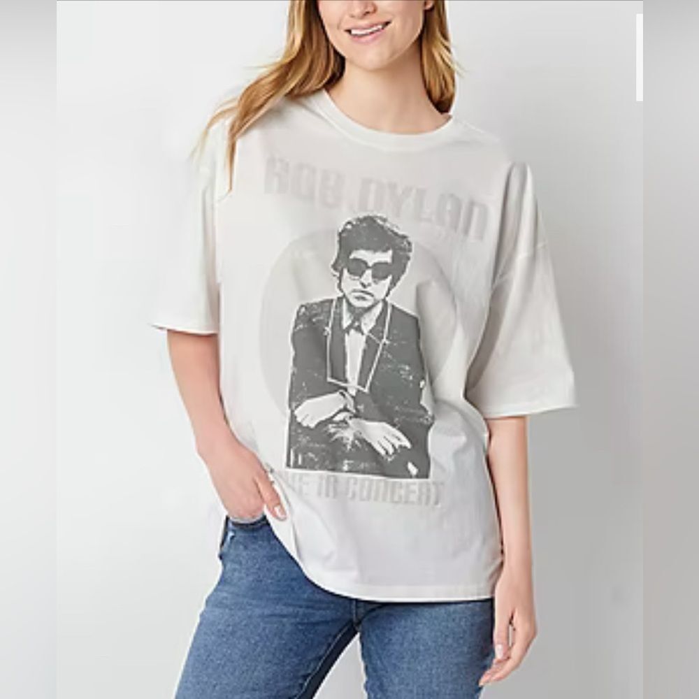 NWT Bob Dylan Oversized T-shirt Women’s Sz Med Band Tee Folk Music Icon Comfy - Picture 1 of 6